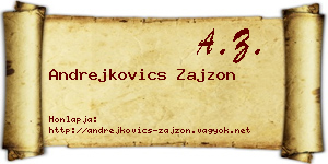 Andrejkovics Zajzon névjegykártya